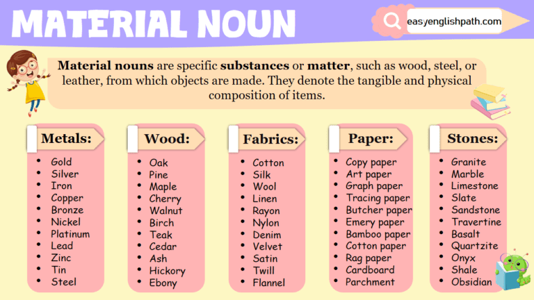 Material Nouns Comprehensive Guide With Examples Easyenglishpath