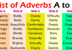 Comprehensive List of Adverbs from A to Z