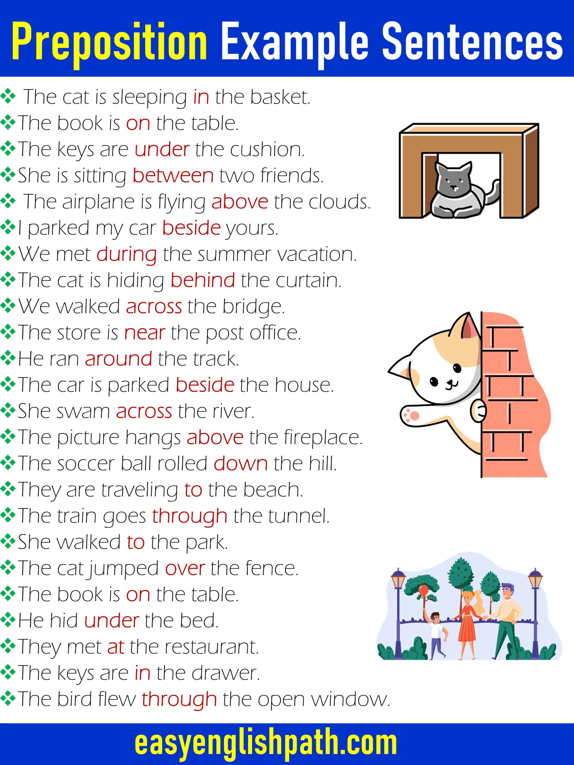 Preposition Example Sentences in English