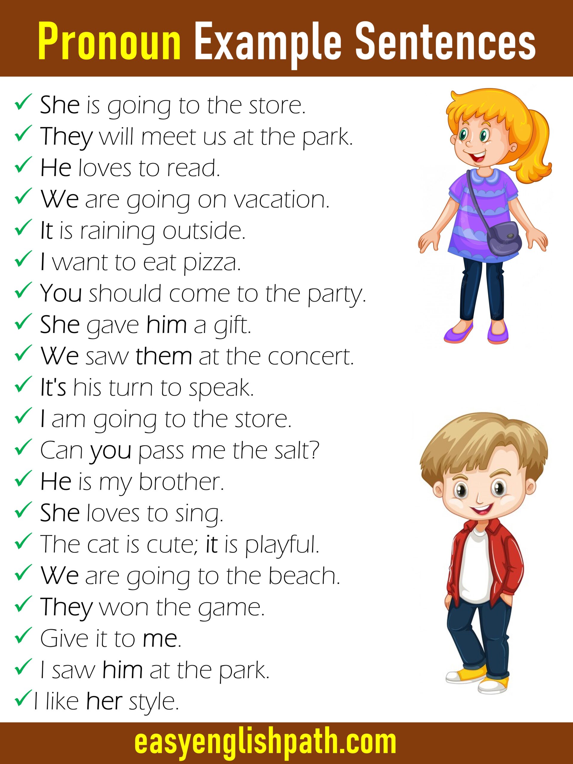 Pronoun Example Sentences in English