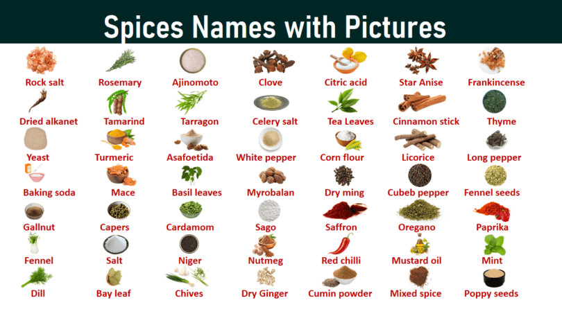 Herbs and Spices Vocabulary in English