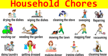 Household Chores Vocabulary with Pictures