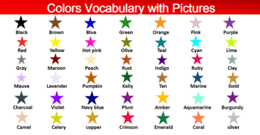 Colors Vocabulary Words with Meaning