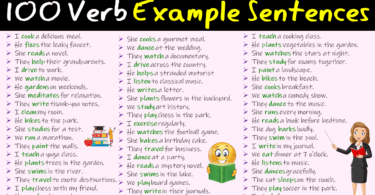 100 Verb Examples Sentences in English