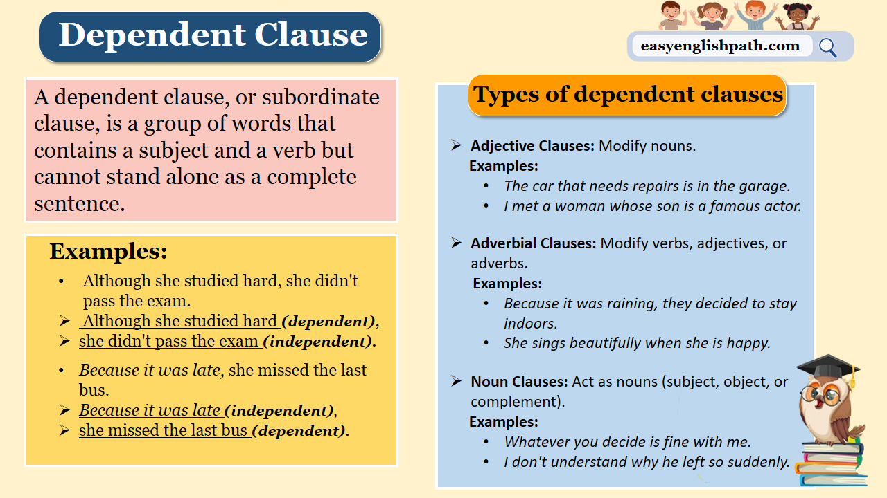 Dependent Clauses Definition, Types with Examples