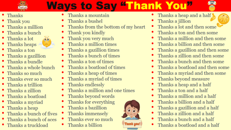 50 Different ways to say Thank You In English