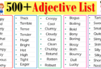 Adjectives List in English From A to Z