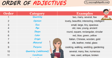Order Of Adjectives with Examples In English