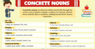 Concrete Nouns Definition and Examples In English