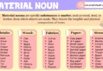 Material Nouns Definition and Types with Examples