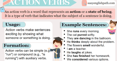 Action Verbs Definition and Types with Examples in English