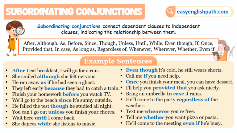 Subordinating Conjunctions Definition and Examples - EasyEnglishPath