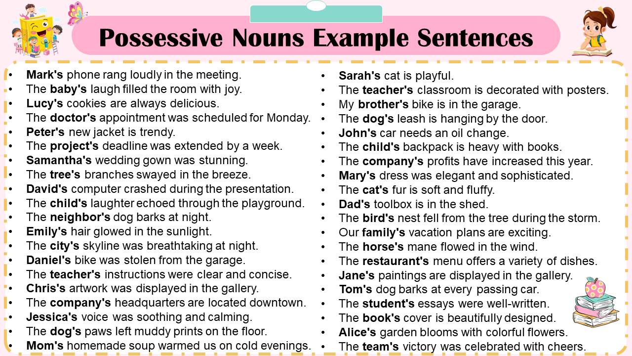 75+ Possessive Nouns Example Sentences In English - EasyEnglishPath