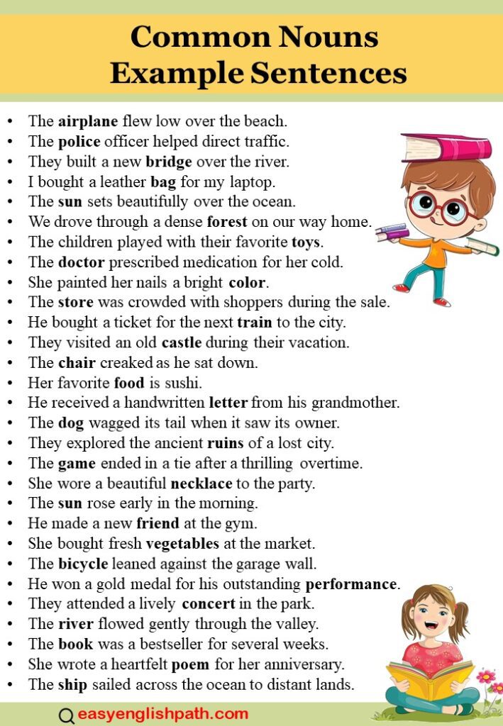 Common Nouns Example Sentences In English - EasyEnglishPath