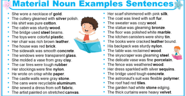 Material Noun Examples Sentences In English