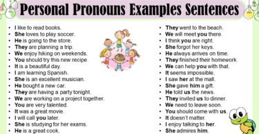 Personal Pronouns Example Sentences In English