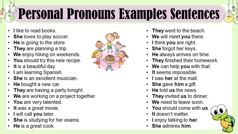 Personal Pronouns Example Sentences In English