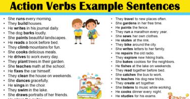 Action Verbs Examples Sentences In English