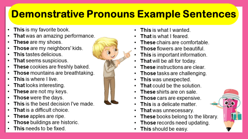 Demonstrative Pronouns Example Sentences In English