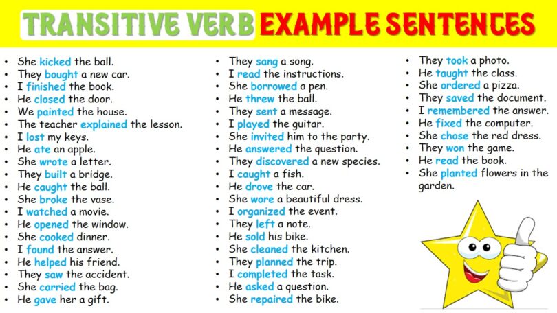 50+ Transitive Verb Examples Sentences In English