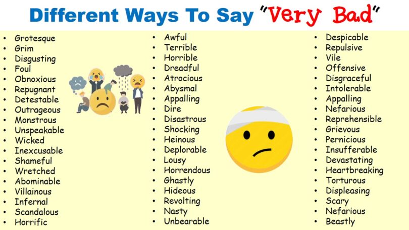 Different Ways to Say Very Bad In English